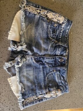 Shortie Denim Cutoff Shorts - Dark Blue